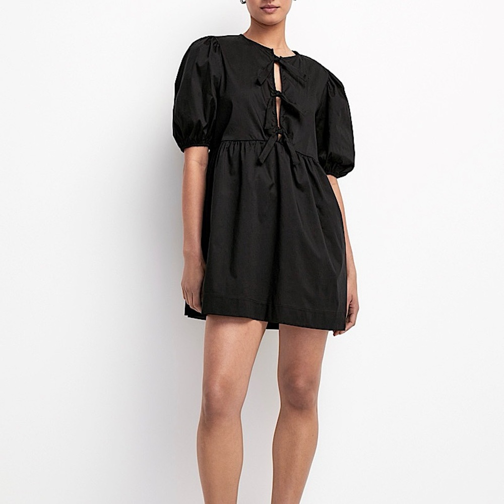 Black Puff Sleeve Baby Doll Dress